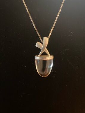 Sterling Silver Graffiti X With Beautiful Clear Crystal Pendant on 20” box chain